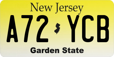 NJ license plate A72YCB