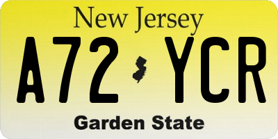NJ license plate A72YCR