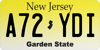 NJ license plate A72YDI