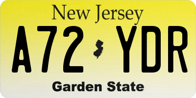 NJ license plate A72YDR