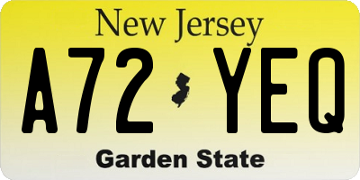 NJ license plate A72YEQ