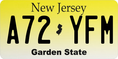 NJ license plate A72YFM