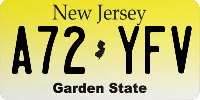 NJ license plate A72YFV