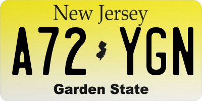 NJ license plate A72YGN