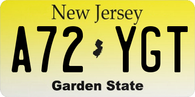 NJ license plate A72YGT