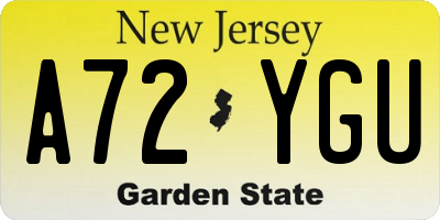 NJ license plate A72YGU