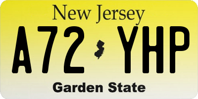 NJ license plate A72YHP