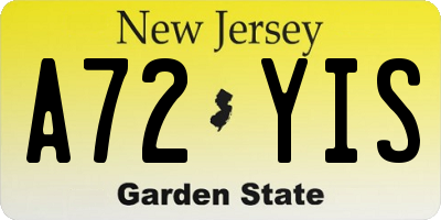 NJ license plate A72YIS