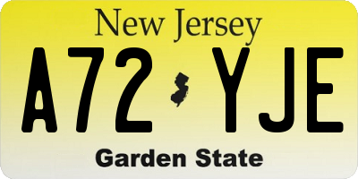 NJ license plate A72YJE
