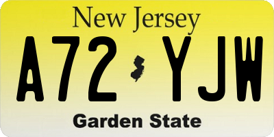 NJ license plate A72YJW