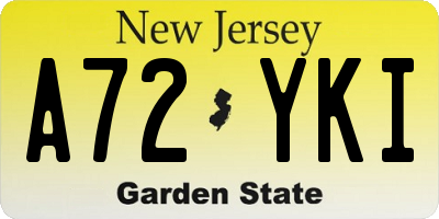 NJ license plate A72YKI