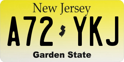 NJ license plate A72YKJ