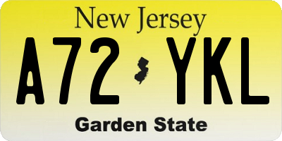 NJ license plate A72YKL