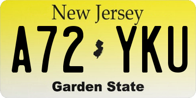 NJ license plate A72YKU