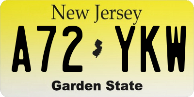 NJ license plate A72YKW