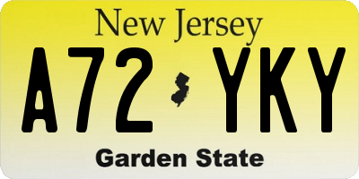 NJ license plate A72YKY