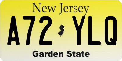 NJ license plate A72YLQ