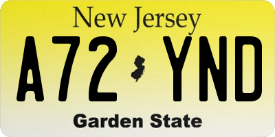 NJ license plate A72YND