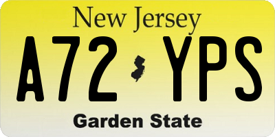 NJ license plate A72YPS