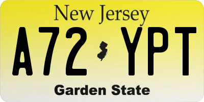NJ license plate A72YPT