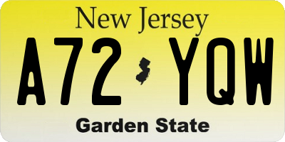 NJ license plate A72YQW