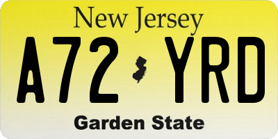 NJ license plate A72YRD