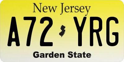 NJ license plate A72YRG