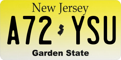 NJ license plate A72YSU