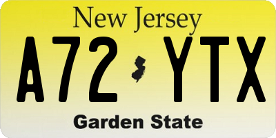 NJ license plate A72YTX