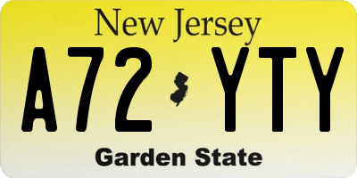 NJ license plate A72YTY
