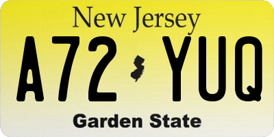 NJ license plate A72YUQ