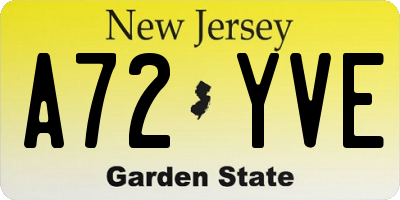 NJ license plate A72YVE