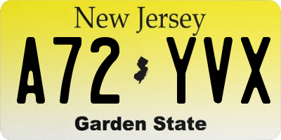 NJ license plate A72YVX