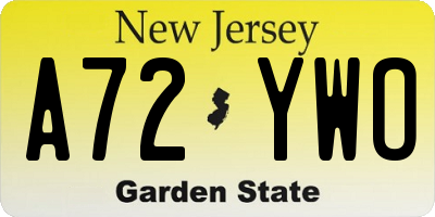 NJ license plate A72YWO