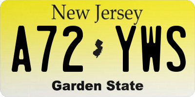 NJ license plate A72YWS