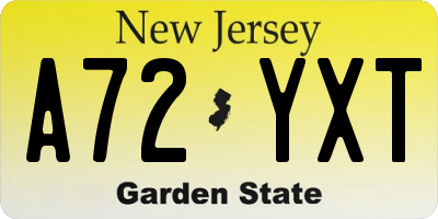 NJ license plate A72YXT