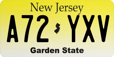 NJ license plate A72YXV