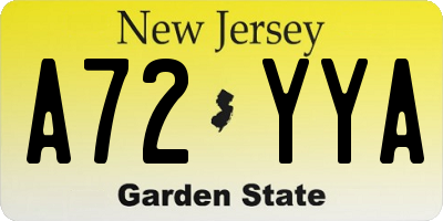 NJ license plate A72YYA