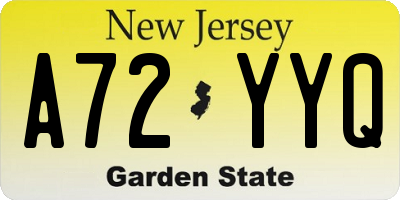 NJ license plate A72YYQ