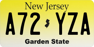 NJ license plate A72YZA