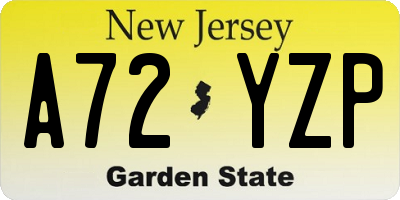 NJ license plate A72YZP