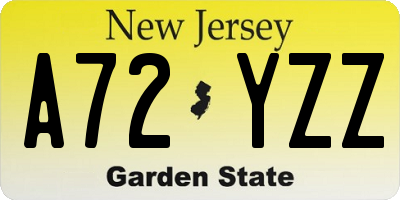 NJ license plate A72YZZ