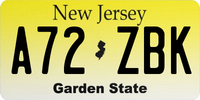 NJ license plate A72ZBK