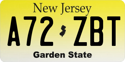 NJ license plate A72ZBT
