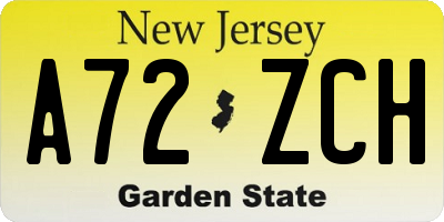 NJ license plate A72ZCH