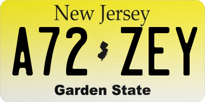 NJ license plate A72ZEY