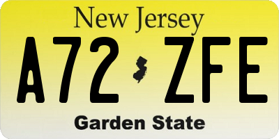 NJ license plate A72ZFE
