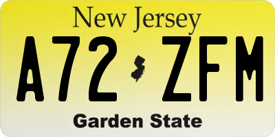 NJ license plate A72ZFM