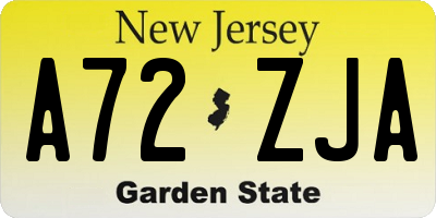 NJ license plate A72ZJA