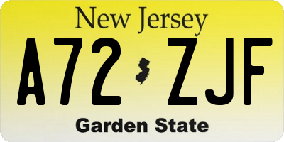 NJ license plate A72ZJF
